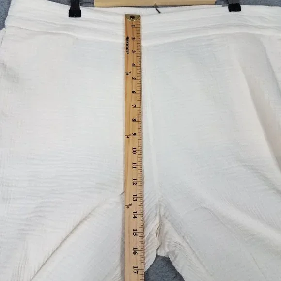 NEW Soft Surroundings Women's 1X Pants Crop Gauze Beach Pull On Casual Ivory - Picture 14 of 16